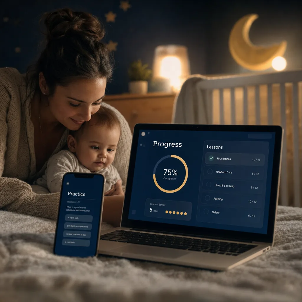 Inside the program: course dashboard with modules, lessons and reference guides